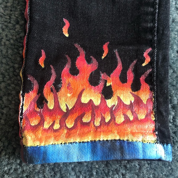 Size 00 Custom Painted Old Navy Jeans - Picture 10 of 14